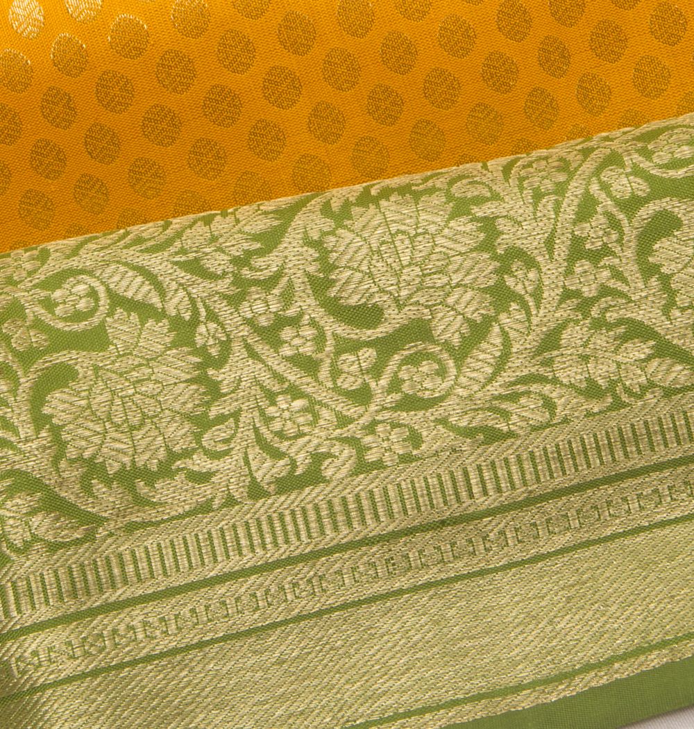 Kanchipuram Silk Brocade Yellow Saree