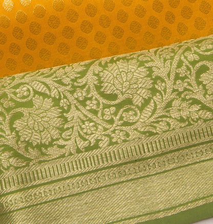 Kanchipuram Silk Brocade Yellow Saree