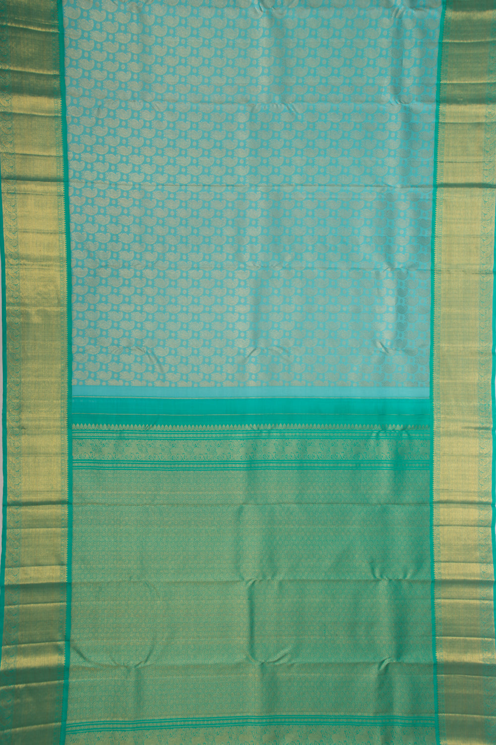 Kanchipuram Silk Brocade Sea Green Saree