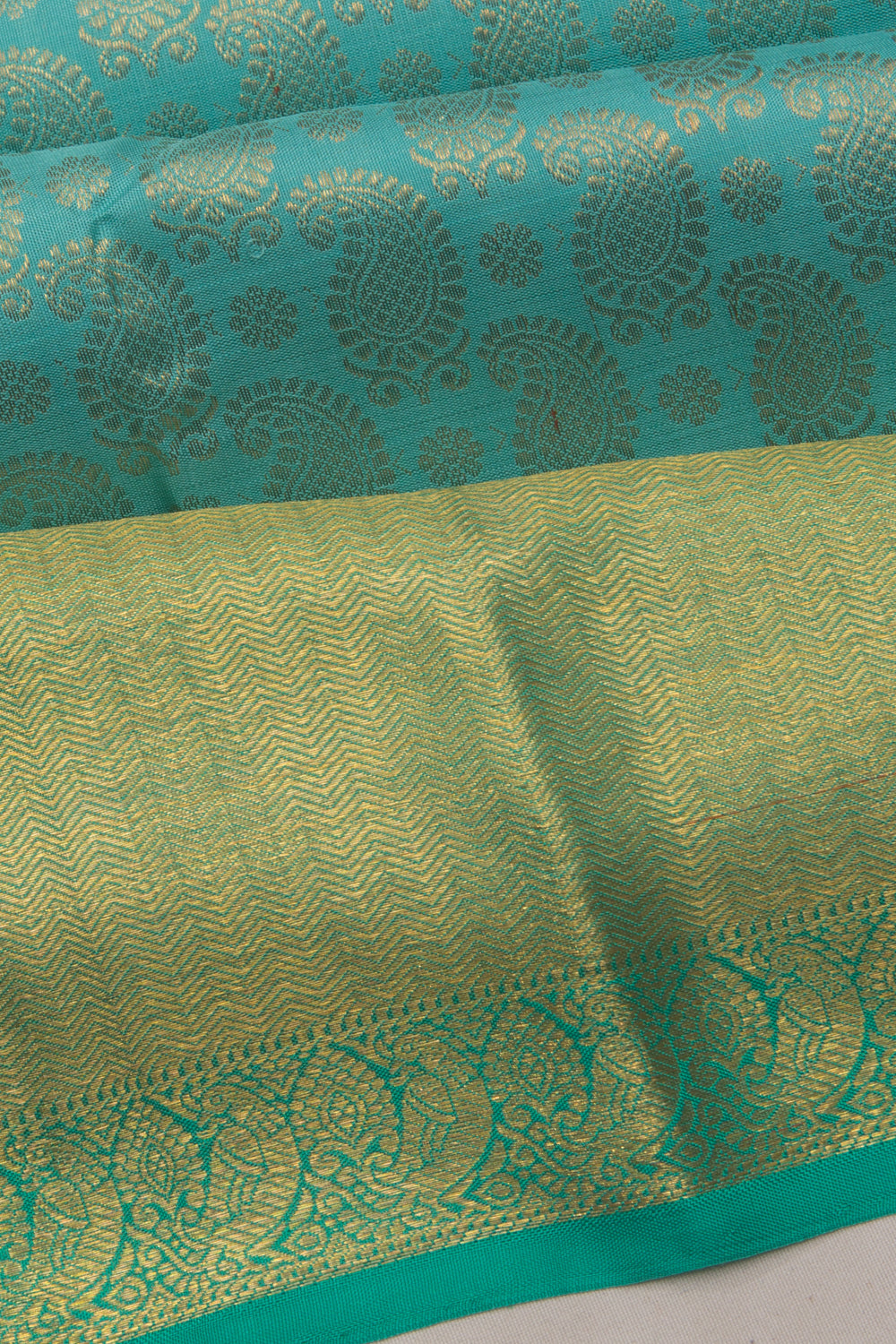 Kanchipuram Silk Brocade Sea Green Saree