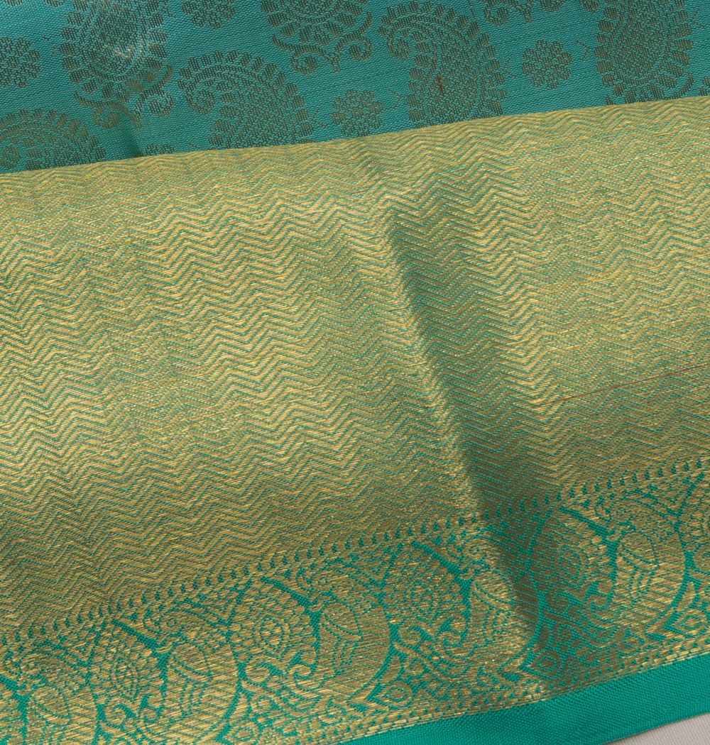 Kanchipuram Silk Brocade Sea Green Saree
