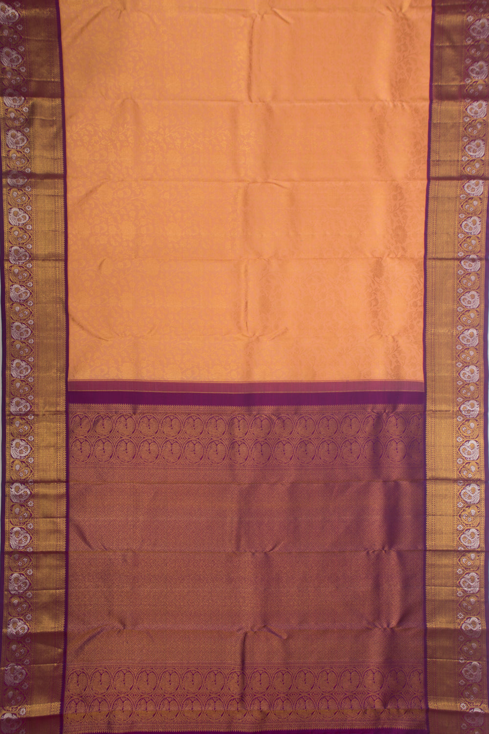 Kanchipuram Silk Brocade Peach Saree