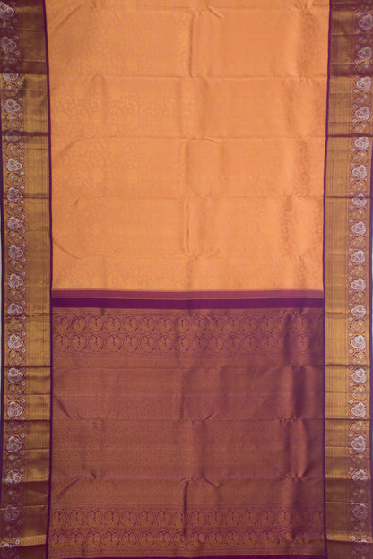 Kanchipuram Silk Brocade Peach Saree