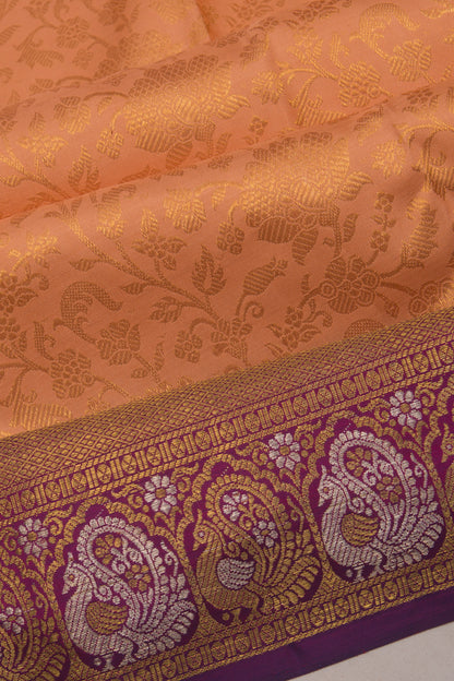 Kanchipuram Silk Brocade Peach Saree
