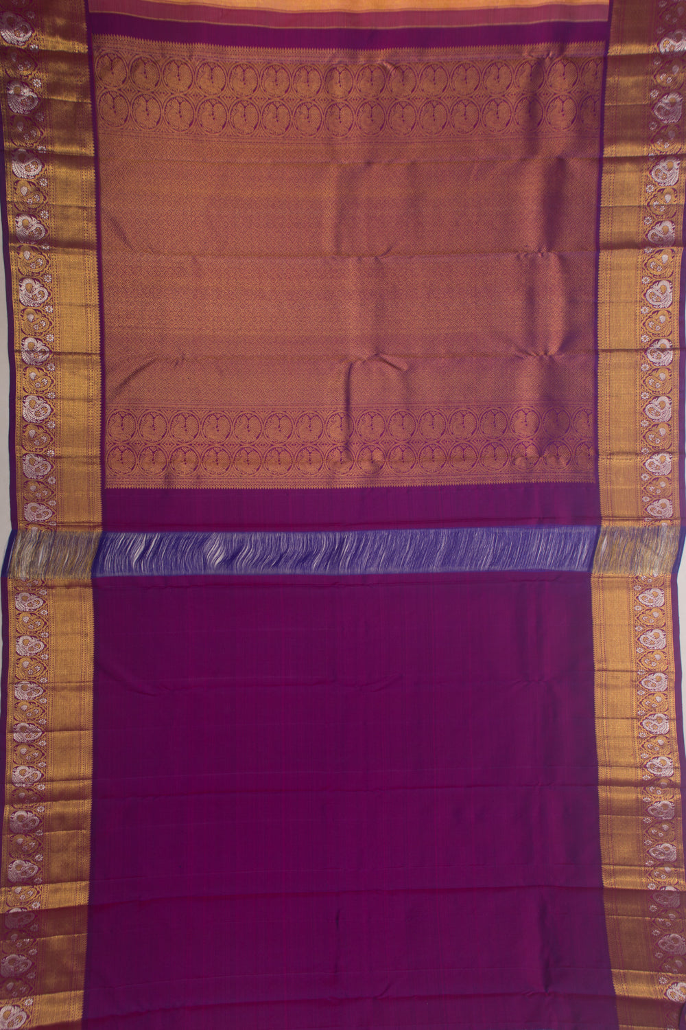 Kanchipuram Silk Brocade Peach Saree