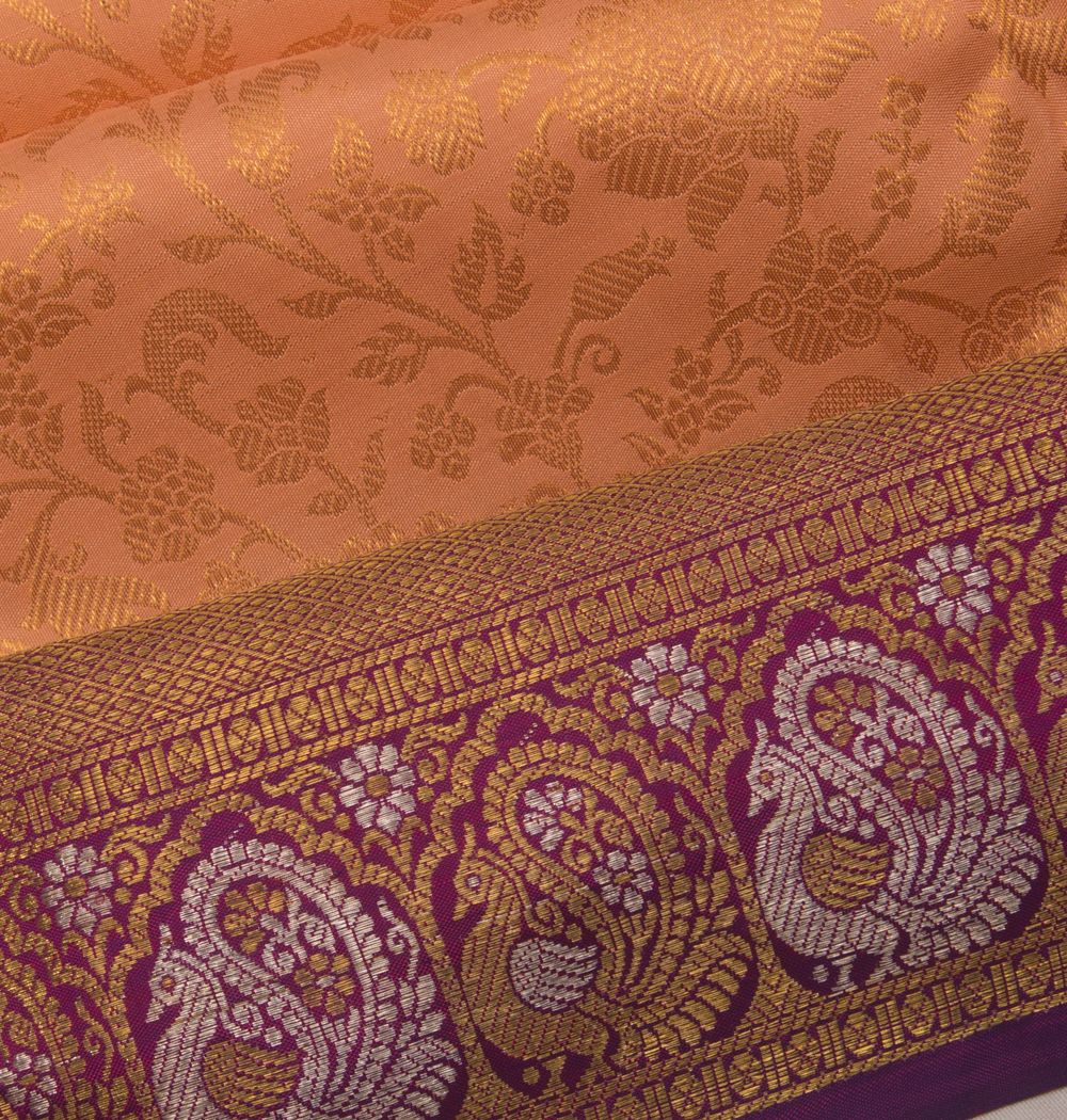 Kanchipuram Silk Brocade Peach Saree