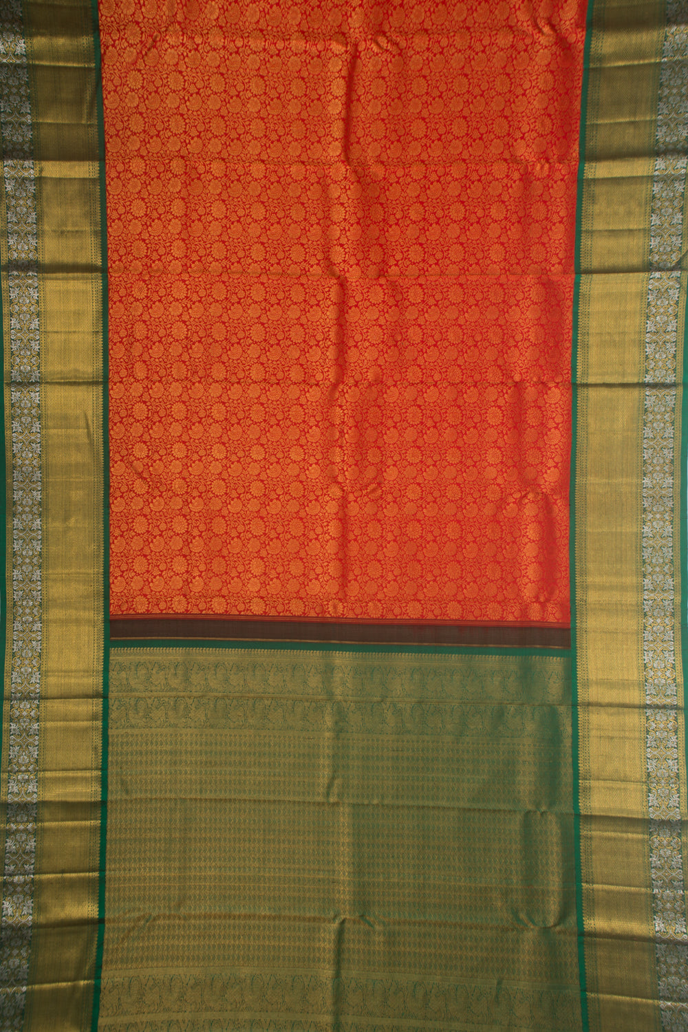 Kanchipuram Silk Brocade Red Saree