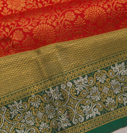 Kanchipuram Silk Brocade Red Saree