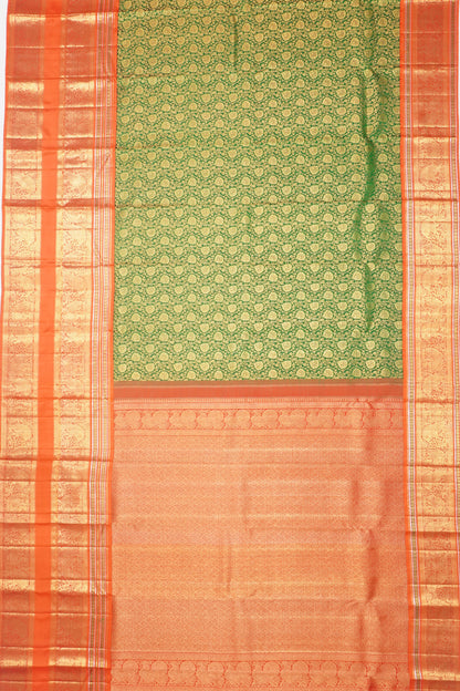 Kanchipuram Silk Brocade Dark Green Saree