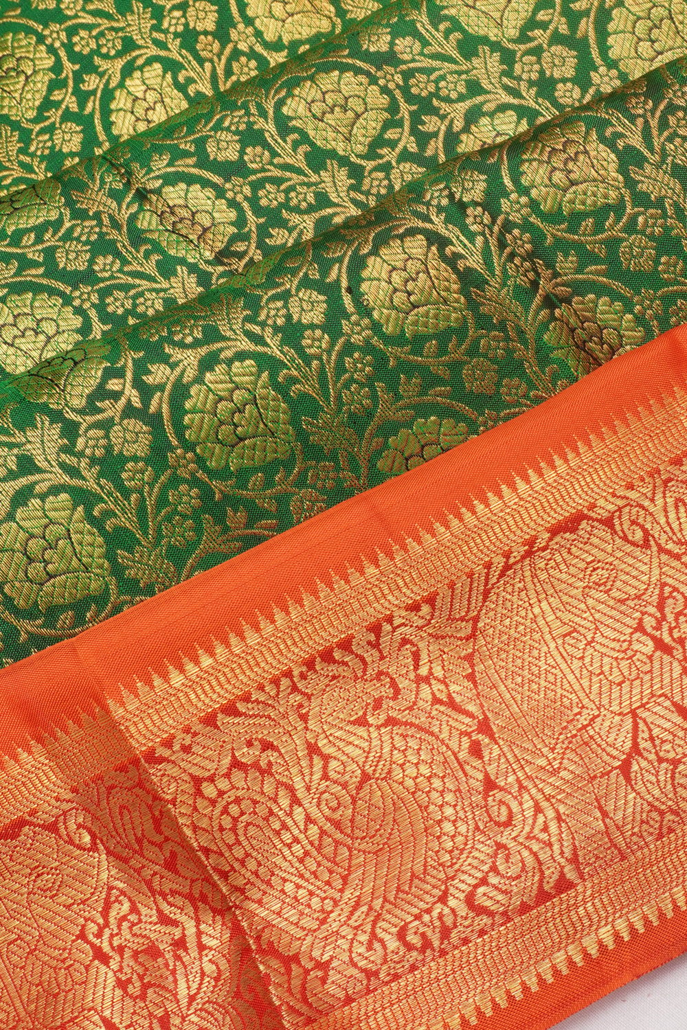 Kanchipuram Silk Brocade Dark Green Saree