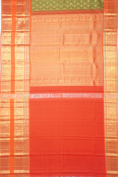 Kanchipuram Silk Brocade Dark Green Saree