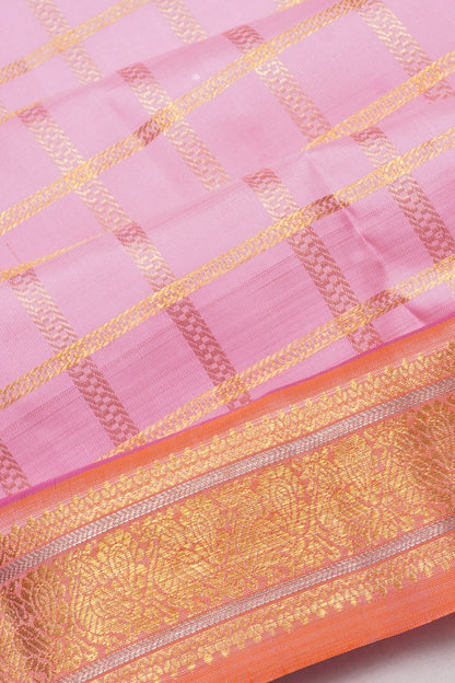 Kanchipuram Silk Checks Baby Pink Saree