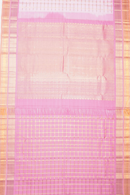 Kanchipuram Silk Checks Baby Pink Saree