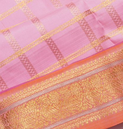 Kanchipuram Silk Checks Baby Pink Saree