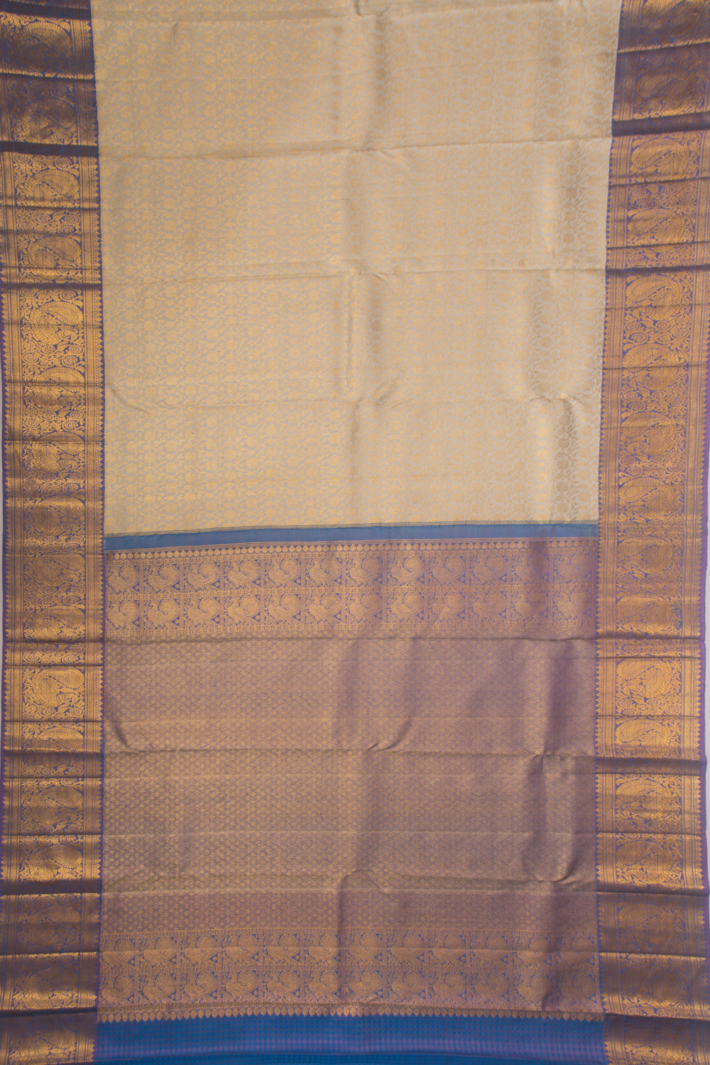 Kanchipuram Silk Brocade Grey Saree