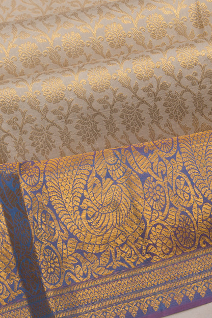 Kanchipuram Silk Brocade Grey Saree