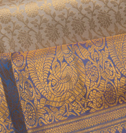 Kanchipuram Silk Brocade Grey Saree