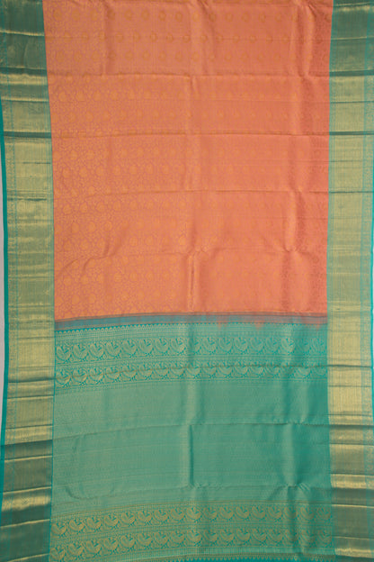 Kanchipuram Silk Brocade Orange Saree