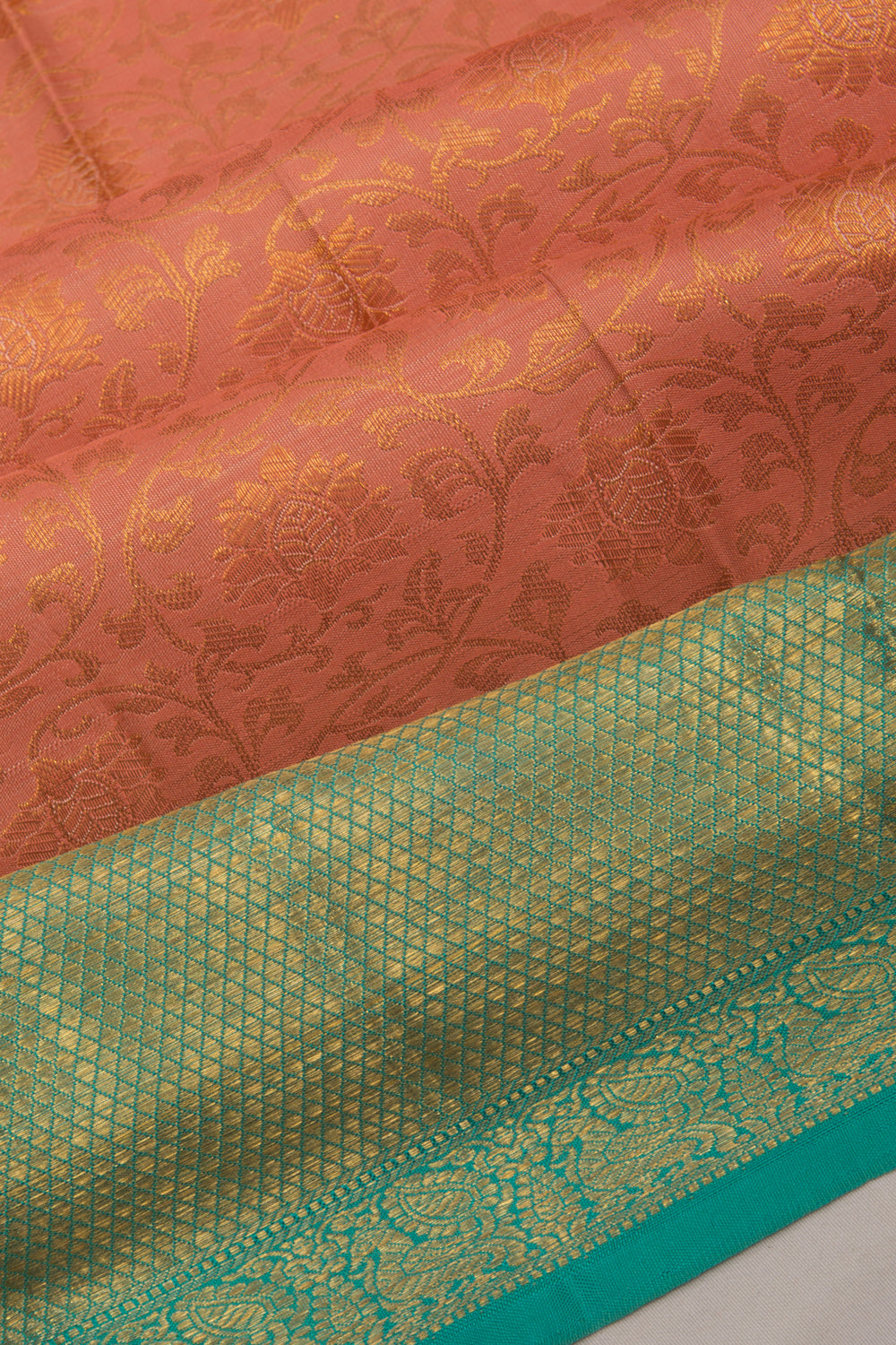 Kanchipuram Silk Brocade Orange Saree