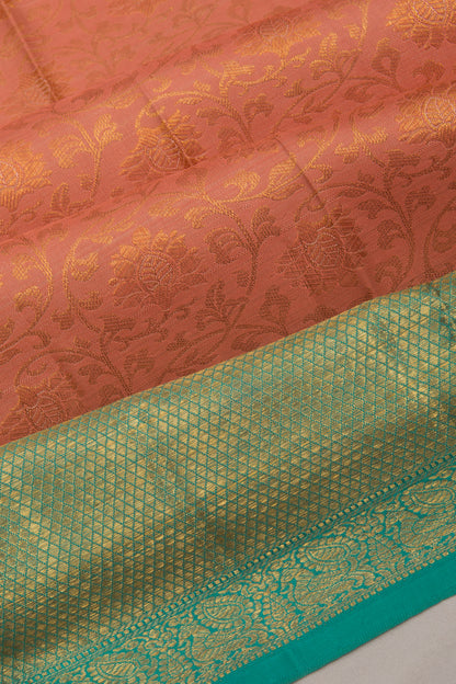 Kanchipuram Silk Brocade Orange Saree