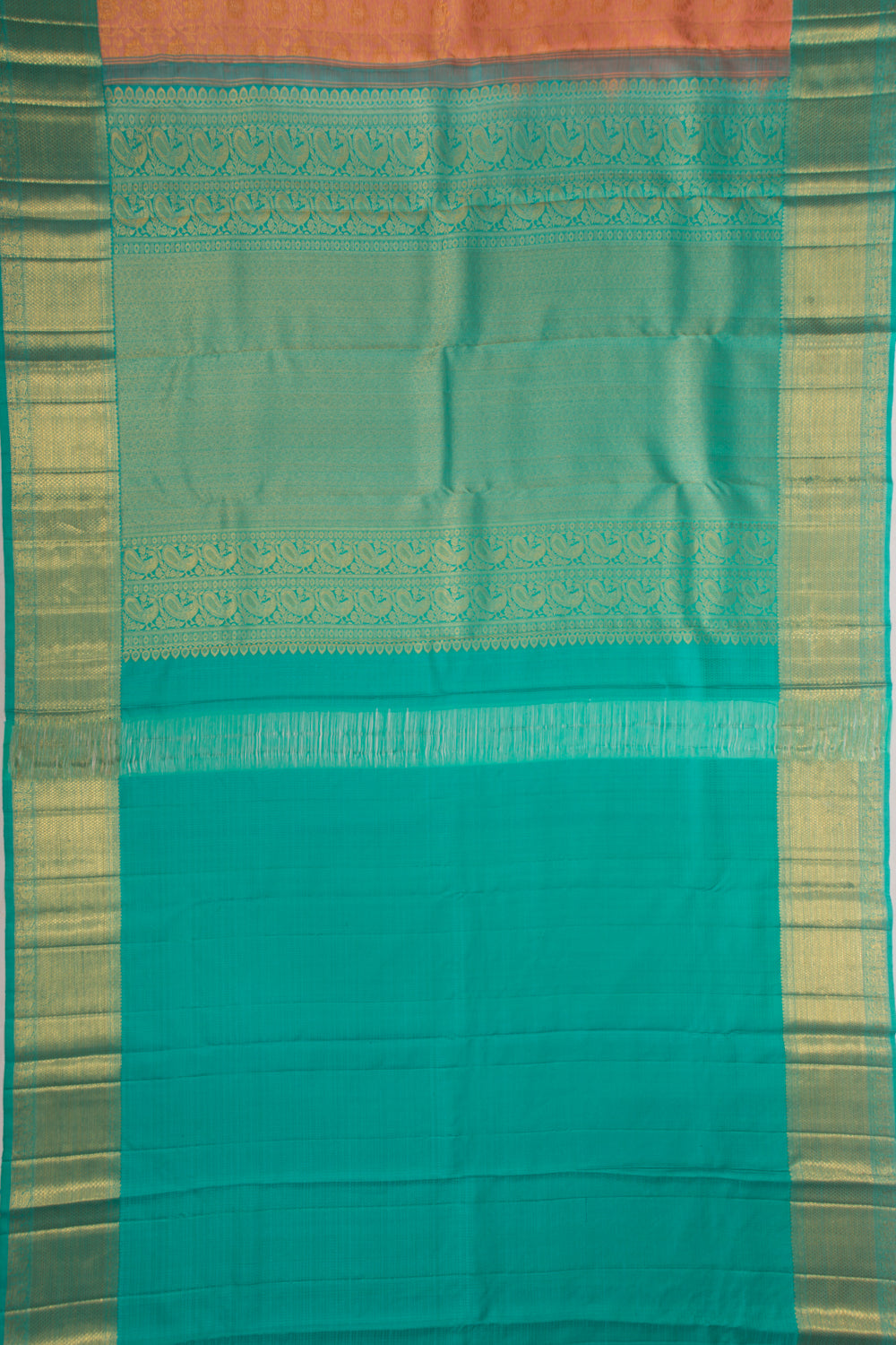 Kanchipuram Silk Brocade Orange Saree