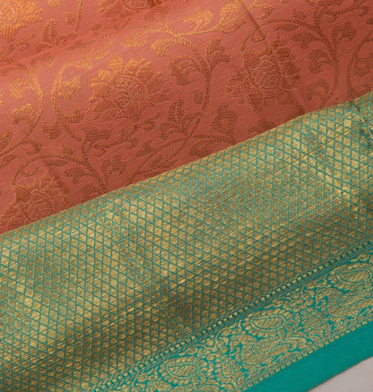 Kanchipuram Silk Brocade Orange Saree