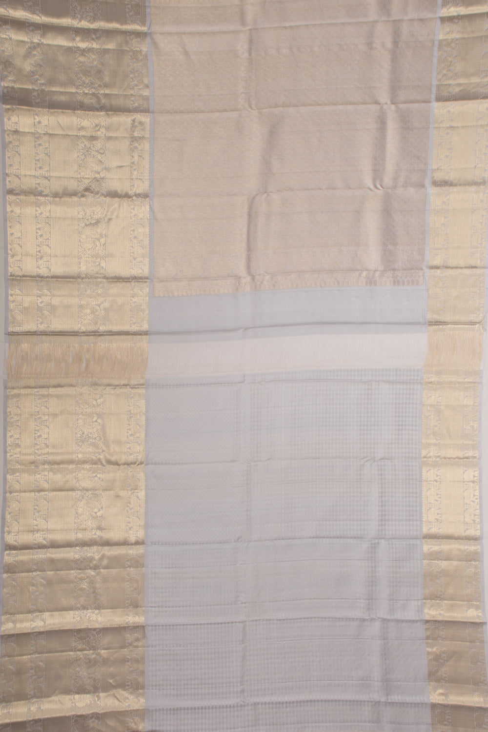 Kanchipuram Silk Brocade Grey Saree