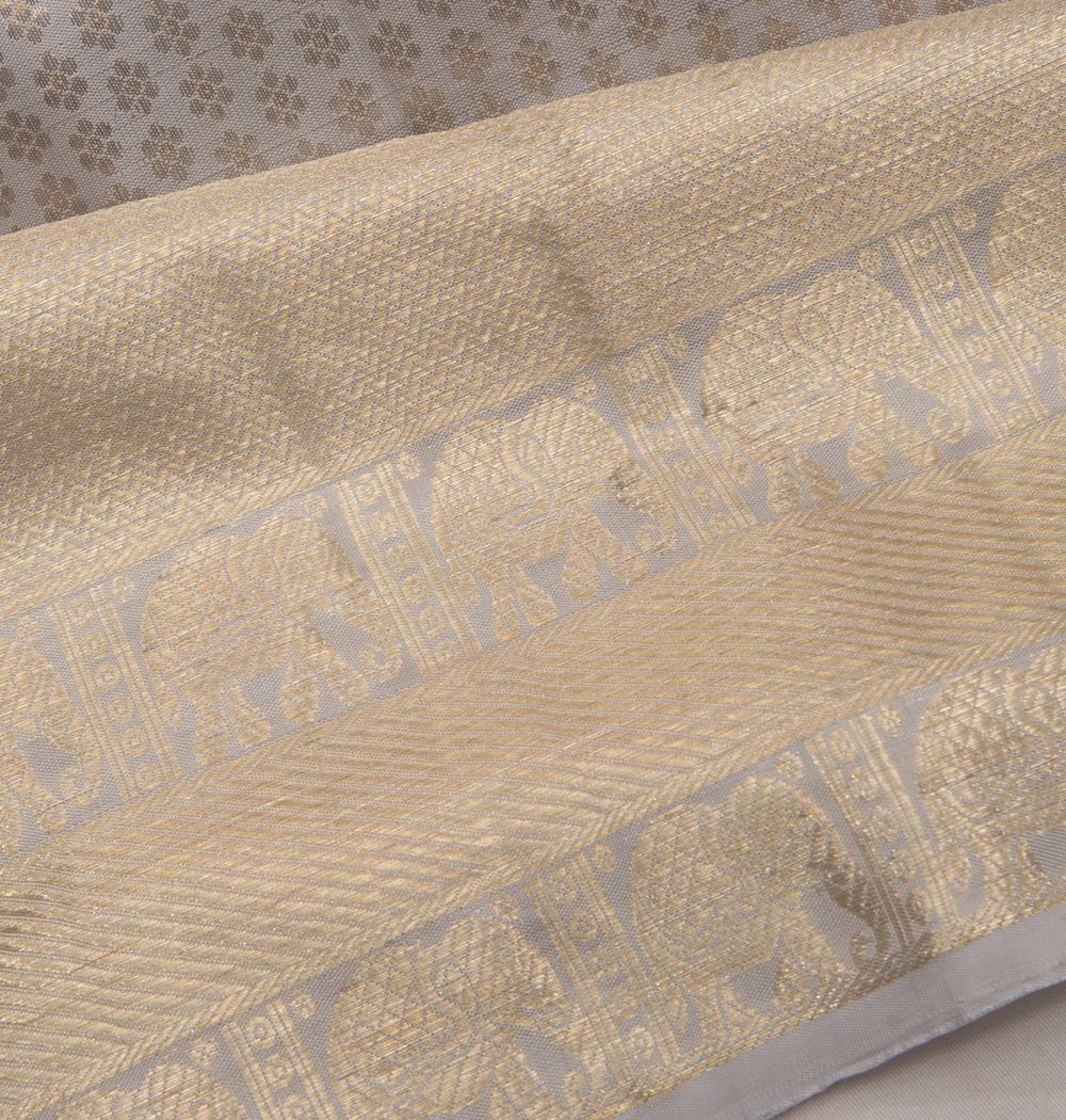Kanchipuram Silk Brocade Grey Saree