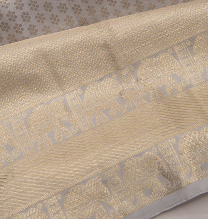 Kanchipuram Silk Brocade Grey Saree