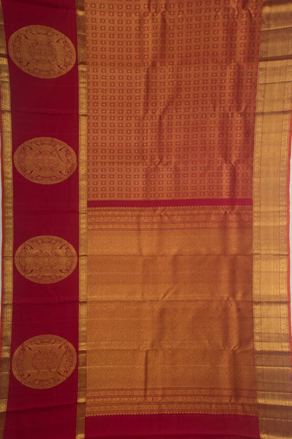 Kanchipuram Silk Checks And Butta Maroon Saree