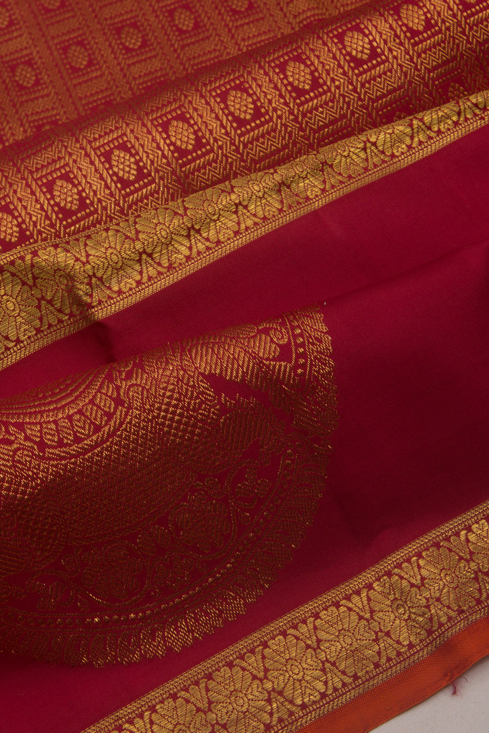 Kanchipuram Silk Checks And Butta Maroon Saree