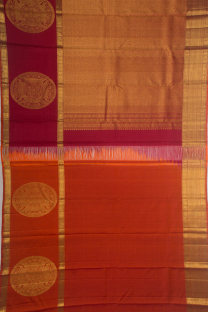 Kanchipuram Silk Checks And Butta Maroon Saree