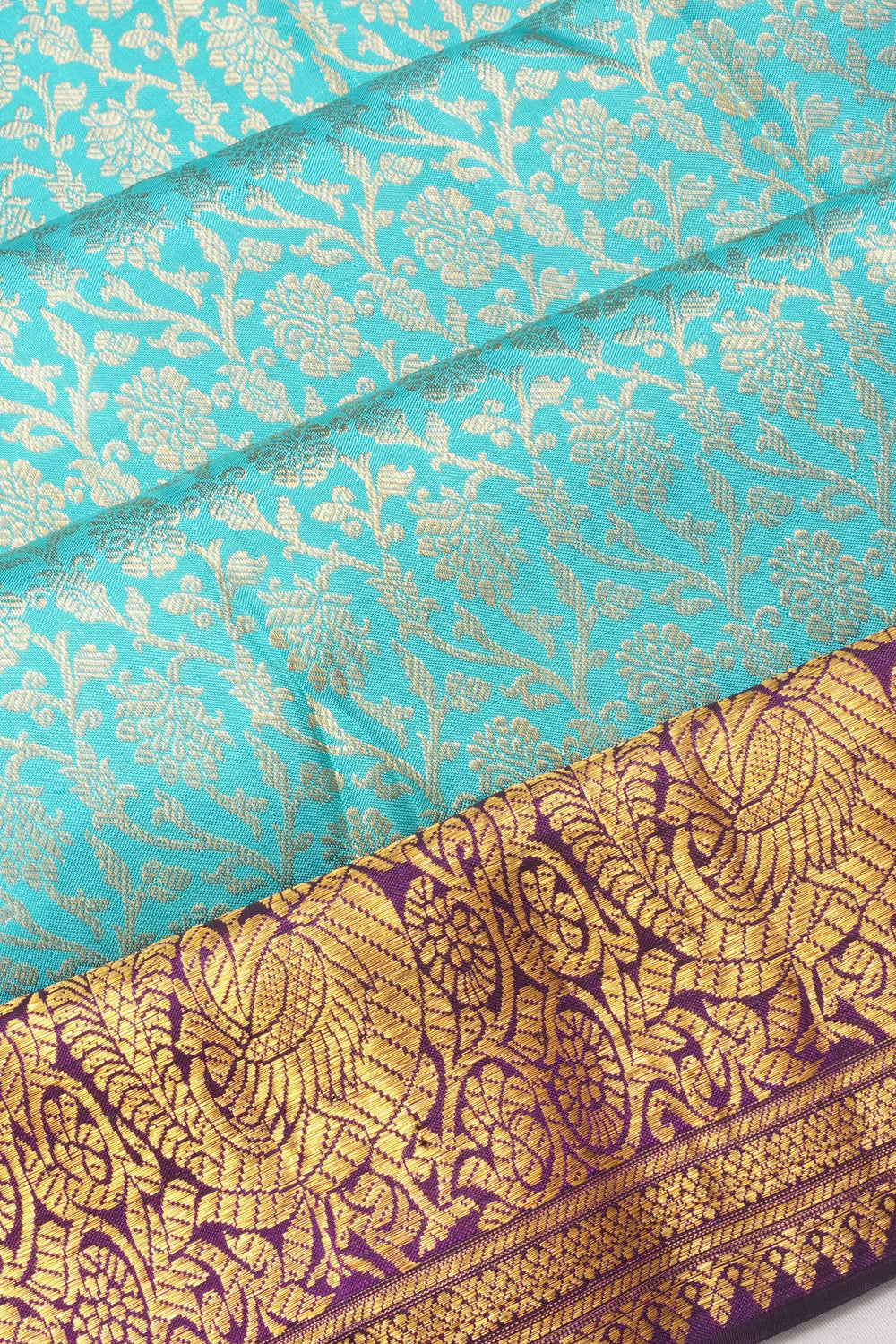 Kanchipuram Silk Brocade Blue Saree