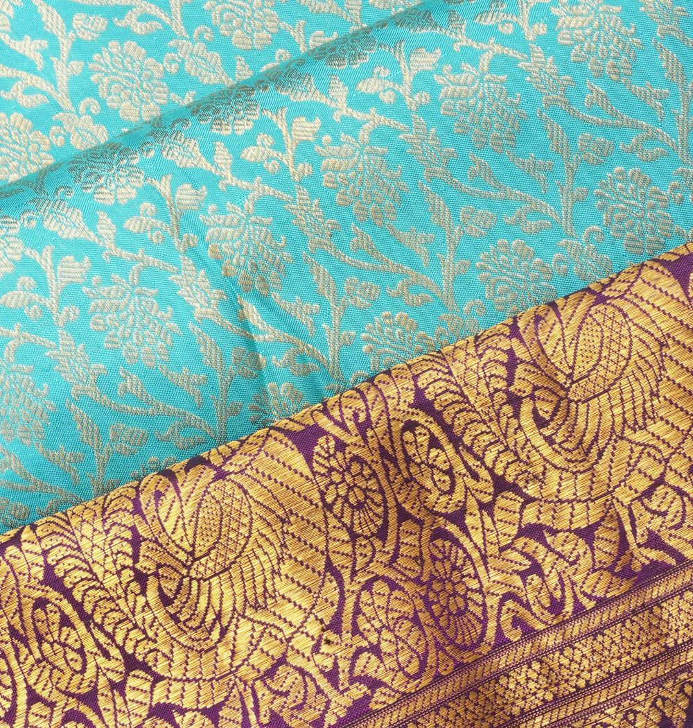 Kanchipuram Silk Brocade Blue Saree