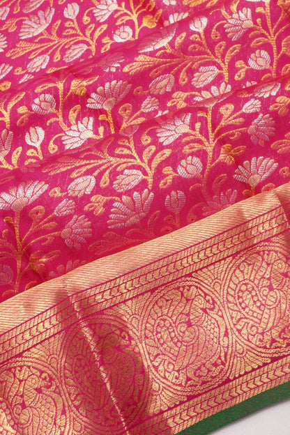 Kanchipuram Silk Brocade Pink Saree