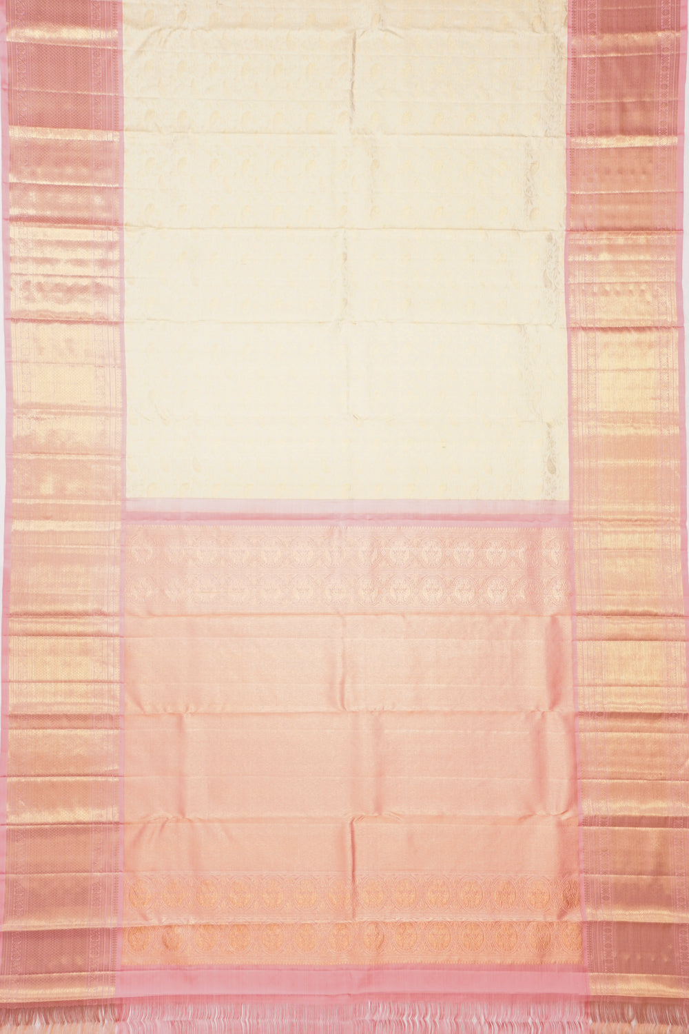 Kanchipuram Silk Brocade Cream Saree