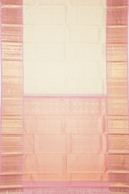 Kanchipuram Silk Brocade Cream Saree