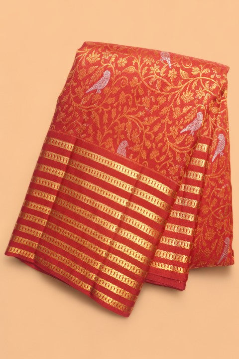 Kanchipuram Silk Brocade Red Saree
