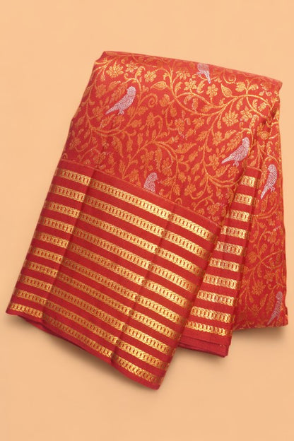 Kanchipuram Silk Brocade Red Saree