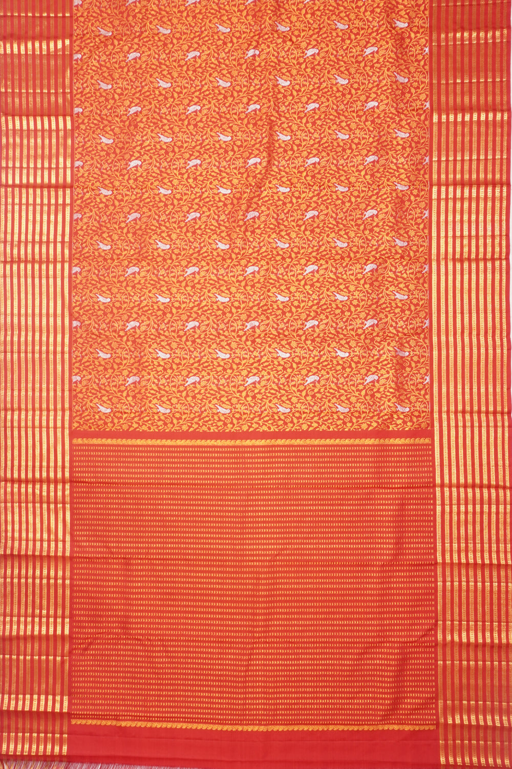 Kanchipuram Silk Brocade Red Saree