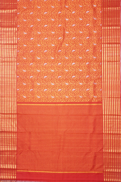 Kanchipuram Silk Brocade Red Saree