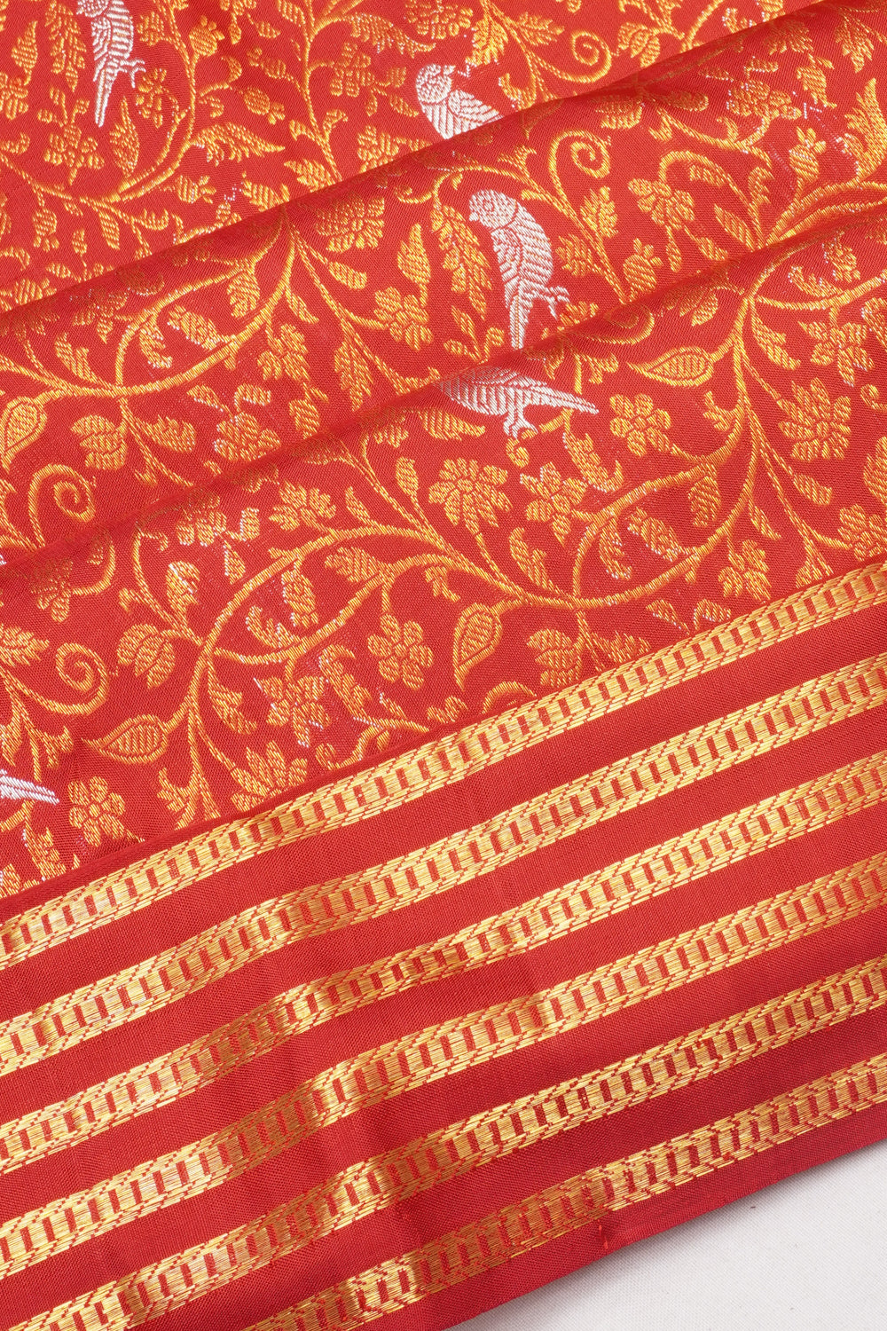 Kanchipuram Silk Brocade Red Saree