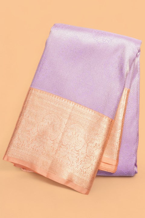 Kanchipuram Silk Brocade Brocade Lavender Saree