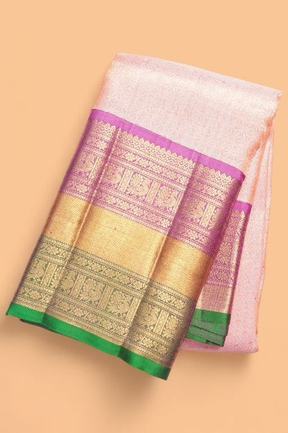 Kanchipuram Silk Brocade Pink Saree
