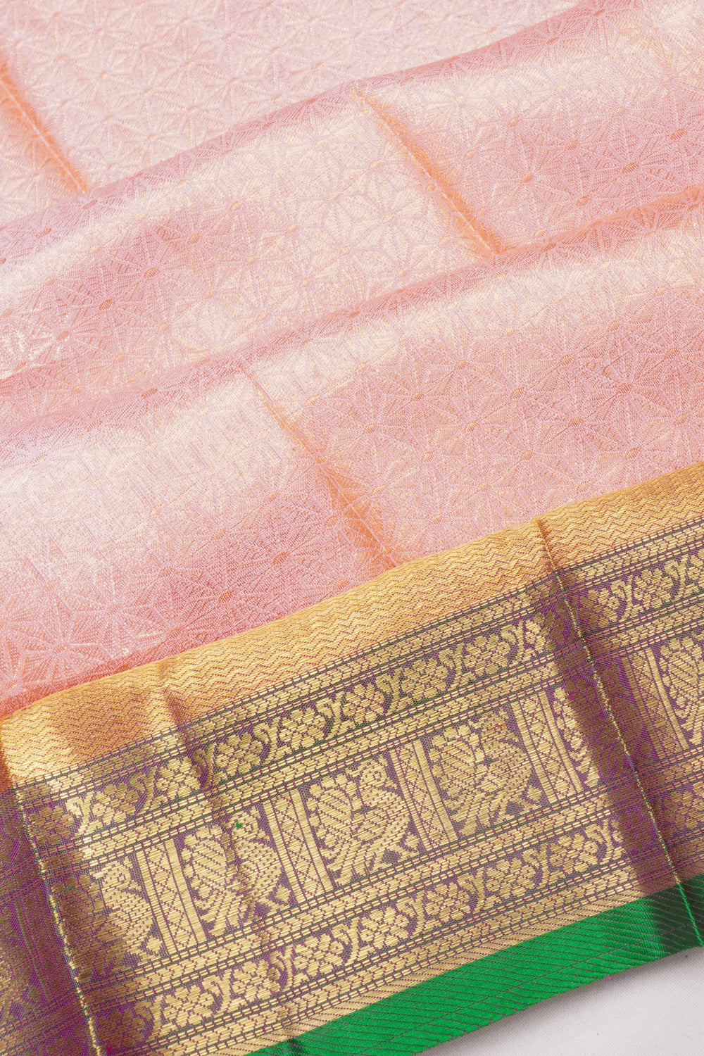 Kanchipuram Silk Brocade Pink Saree
