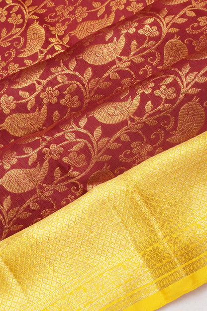 Kanchipuram Silk Brocade Maroon Saree