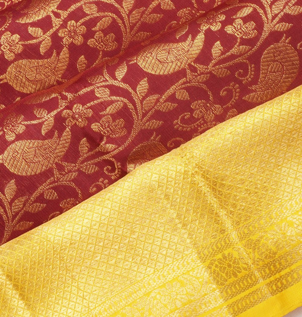 Kanchipuram Silk Brocade Maroon Saree