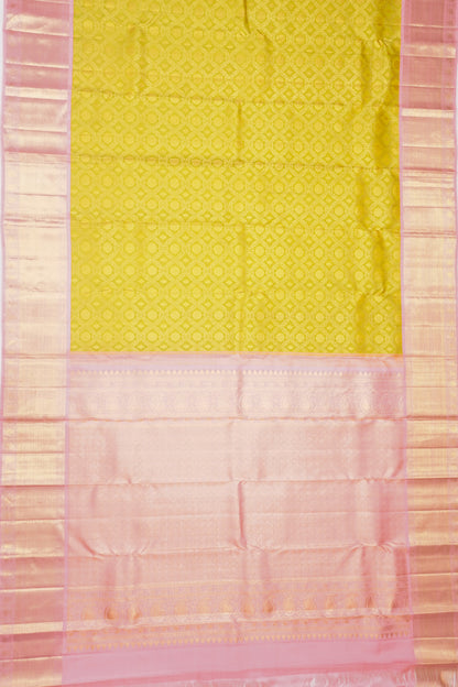Kanchipuram Silk Criss Cross Checks And Butta Green Saree
