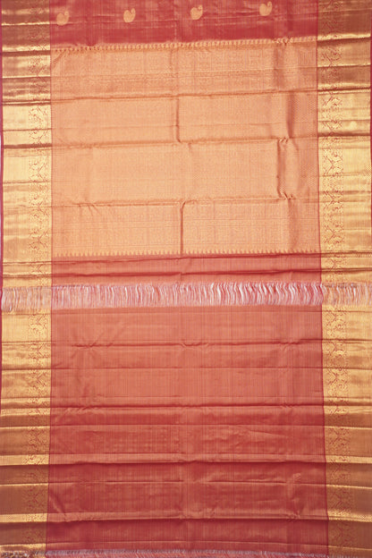 Kanchipuram Silk Oosi Lines And Butta Burgundy Saree
