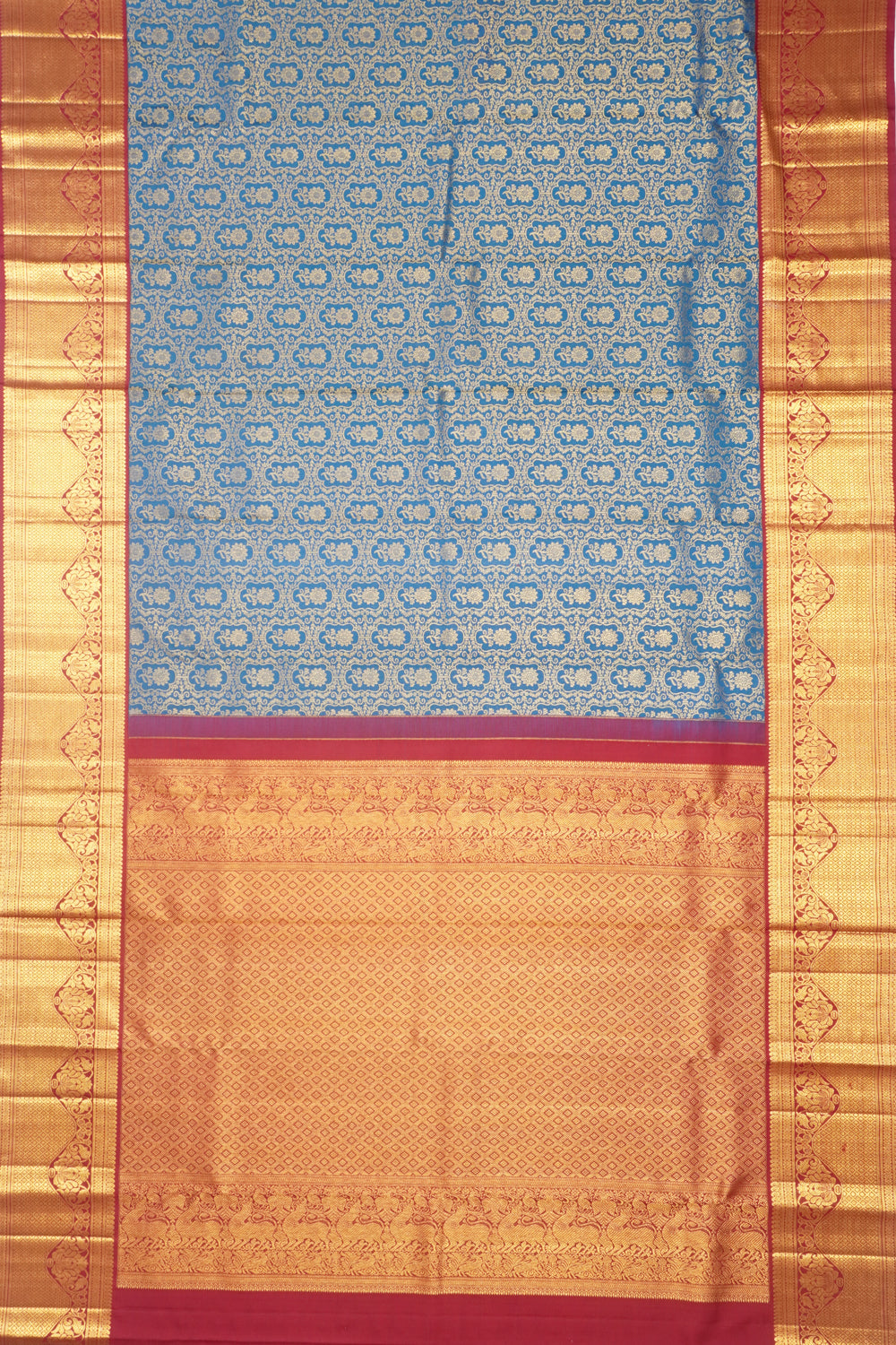 Kanchipuram Silk Brocade Blue Saree